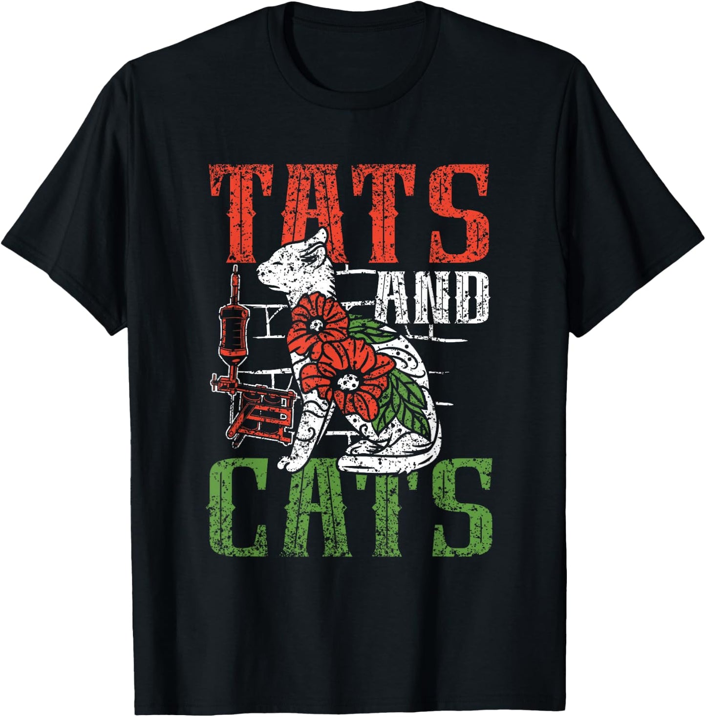 Tats And Cats Tattoo Studio Tattoo Tattoo Artist T-Shirt - T-Shirt | Black