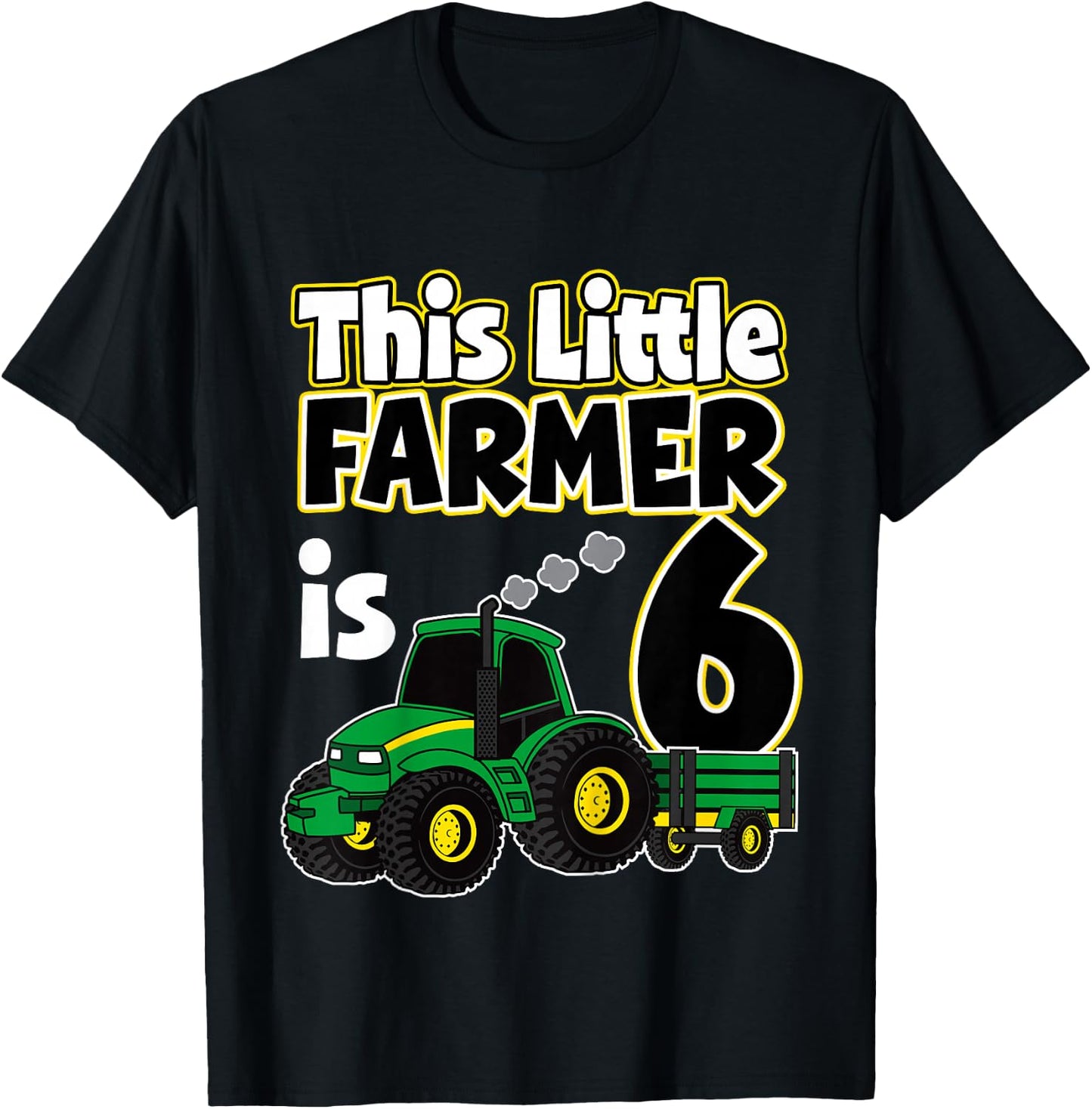 6th Birthday This Little Farmer Tractor 6 Year Old T-Shirt - T-Shirt | Black