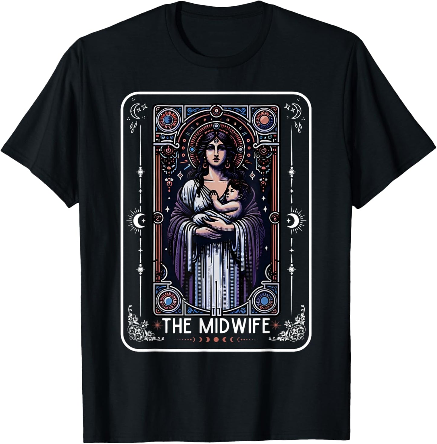 Midwife Tarot Card Witchy Doula L&D Nurse Spooky Midwife T-Shirt - T-Shirt | Black