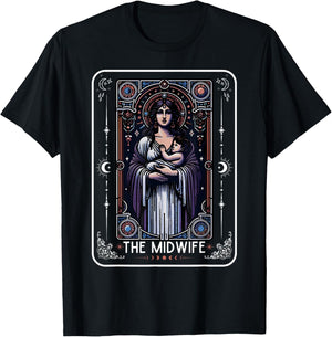 Midwife Tarot Card Witchy Doula L&D Nurse Spooky Midwife T-Shirt - T-Shirt | Black