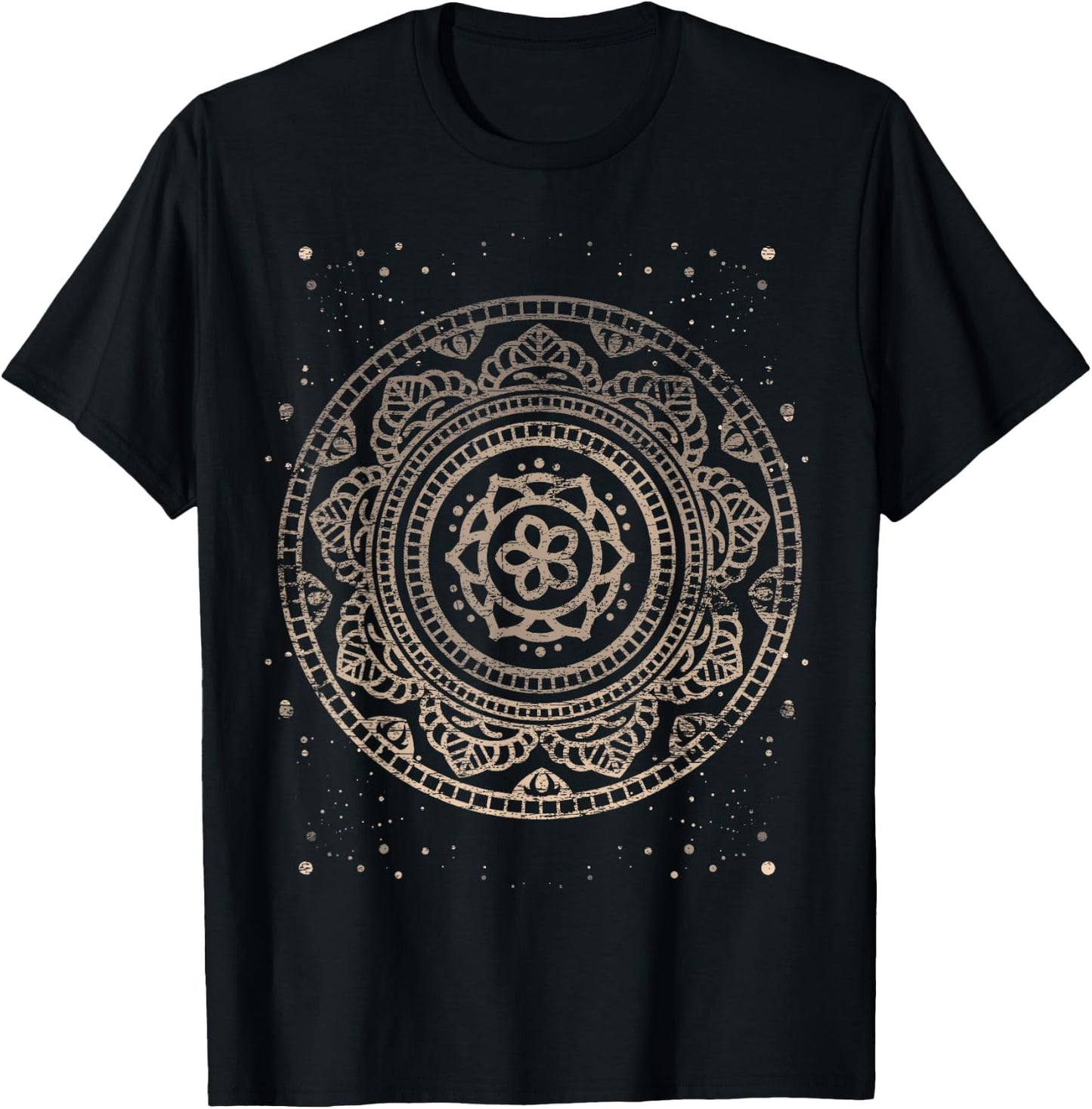 Sacred Fractal Geometry Vintage Mandala T-Shirt - T-Shirt | Black