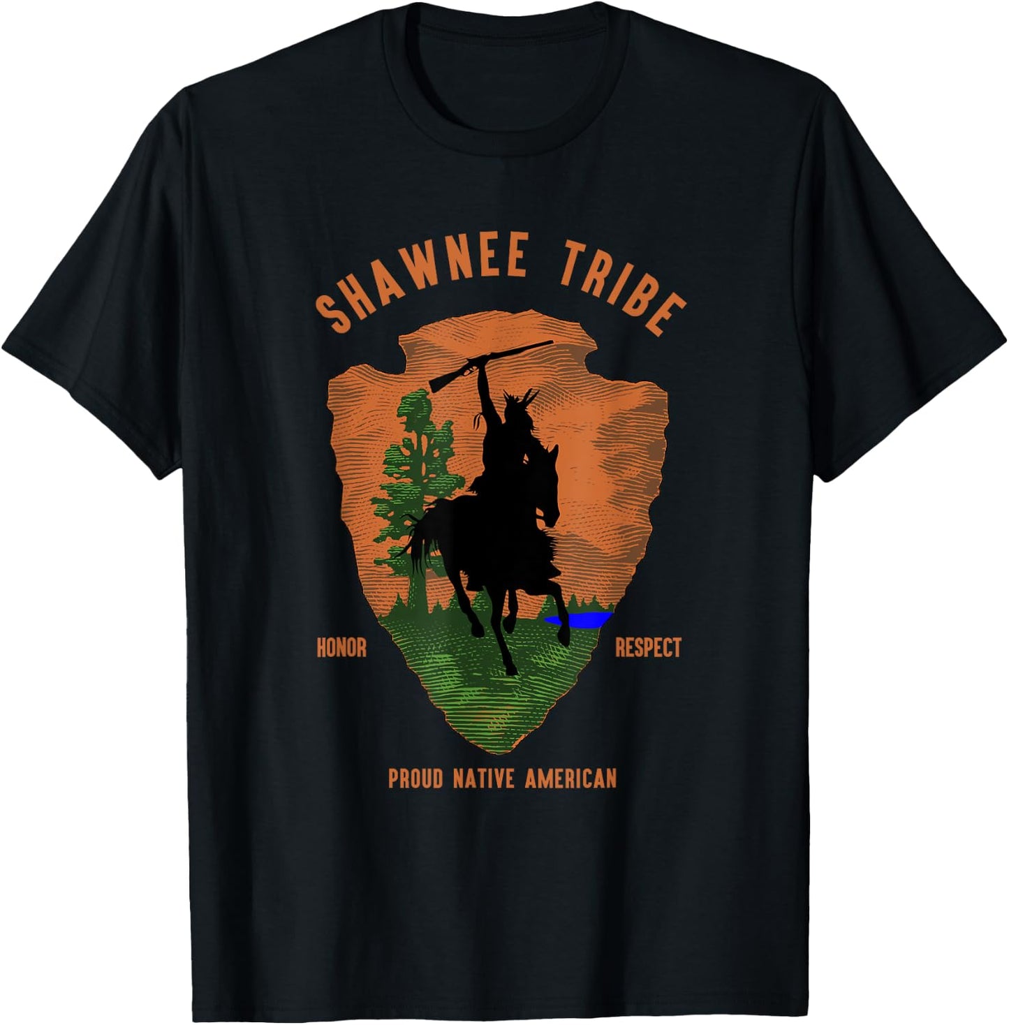 Shawnee Tribe Native American Honor Respect Vintage Arrow T-Shirt - T-Shirt | Black