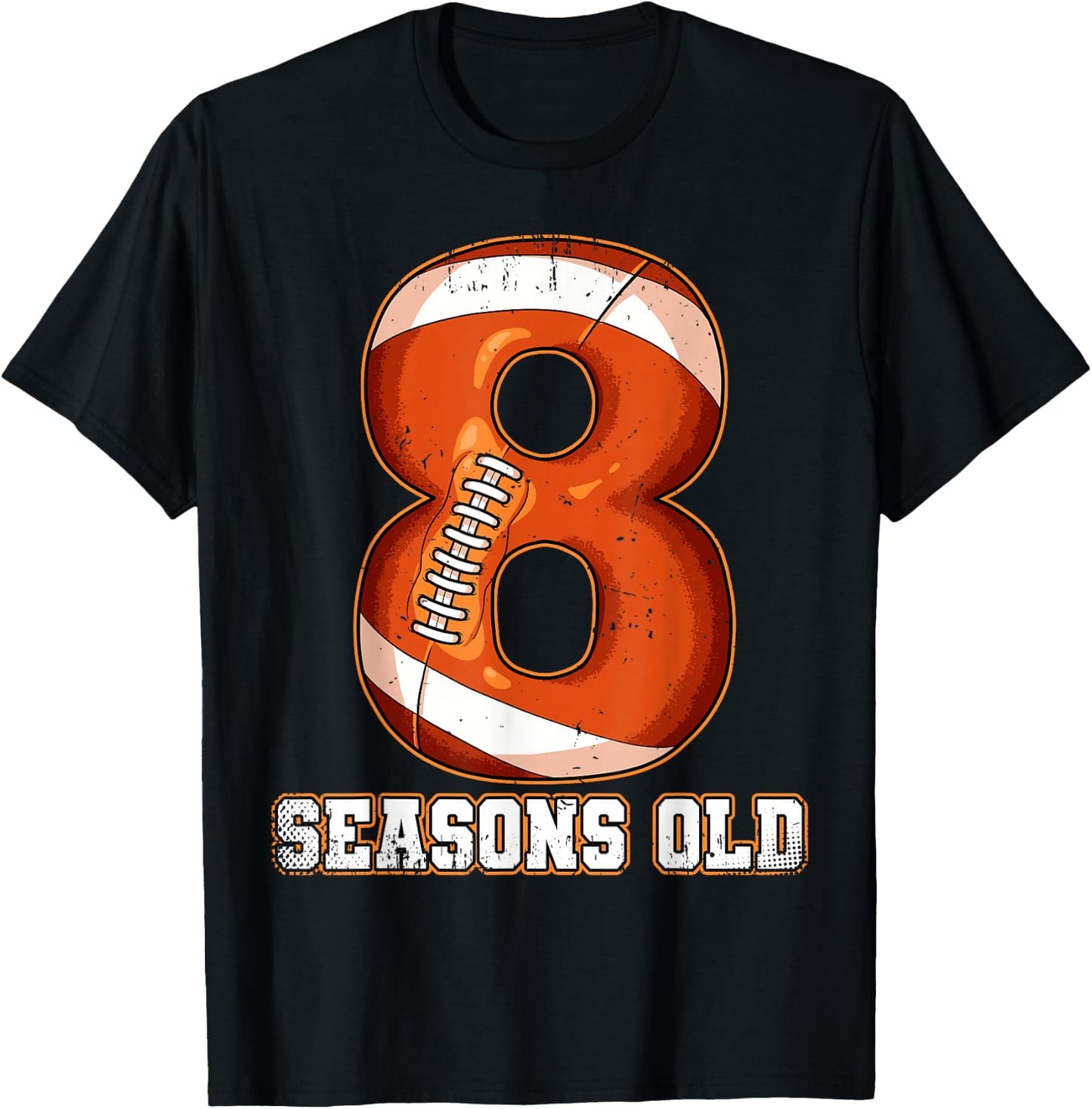 8th Birthday Football T-Shirt - T-Shirt | Black