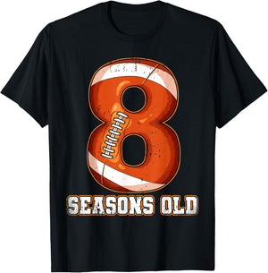 8th Birthday Football T-Shirt - T-Shirt | Black