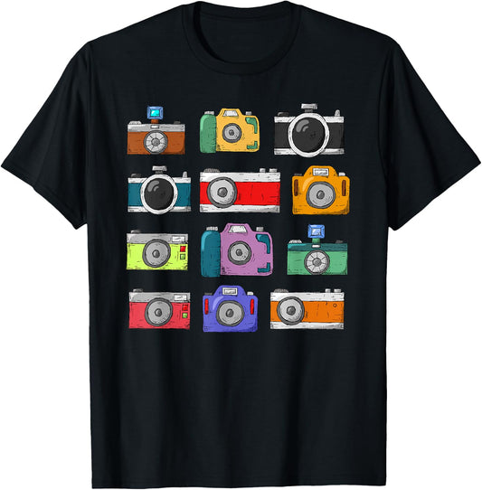 Photographer Camera Photography Retro Journalist T-Shirt - T-Shirt | Black