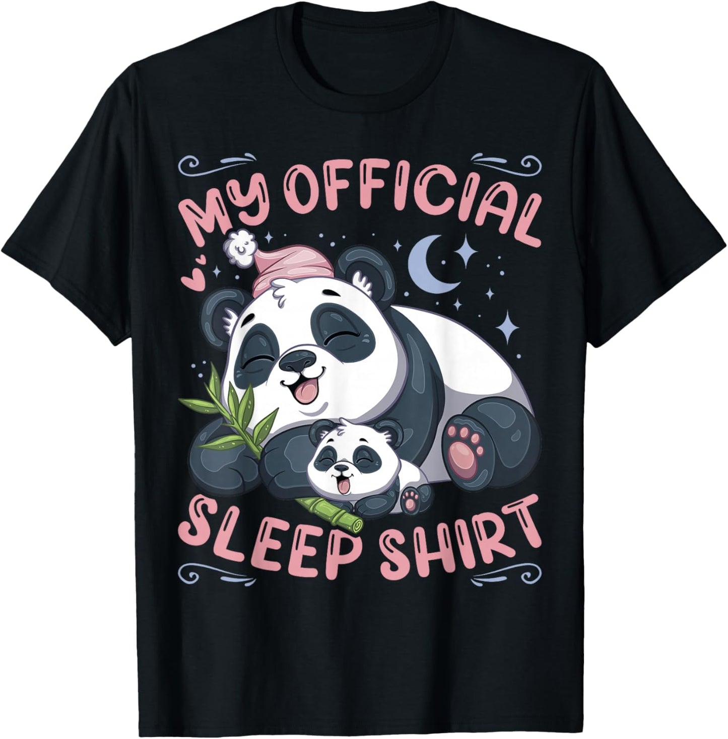 Official Sleepshirt Sleepy Panda with Puppy T-Shirt - T-Shirt | Black
