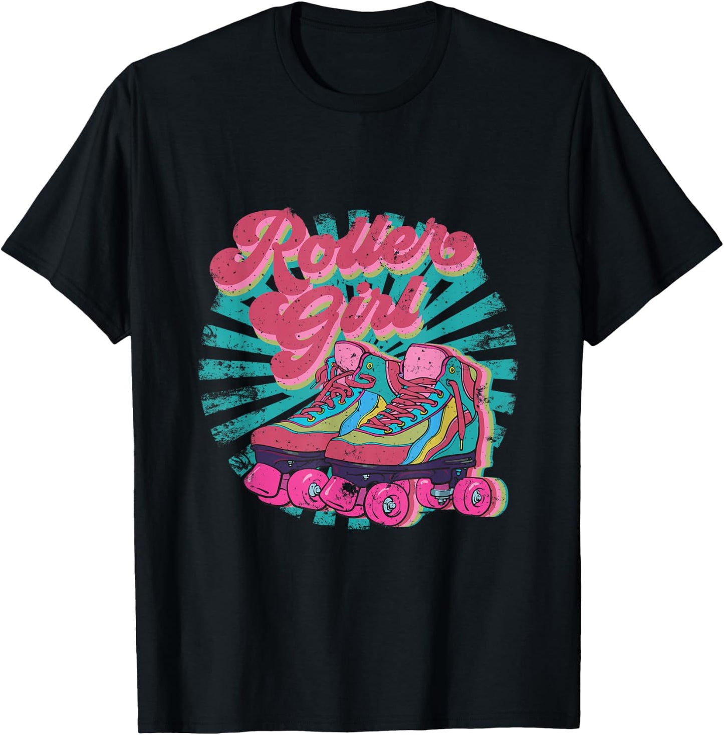 Roller Skate Skating 70s Retro Shirt Gift T-Shirt - T-Shirt | Black