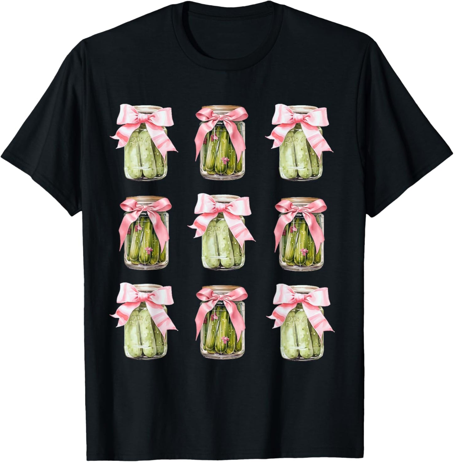 Pickle Jar Women Coquette Bow Pickle Party Birthday Girl T-Shirt - T-Shirt | Black