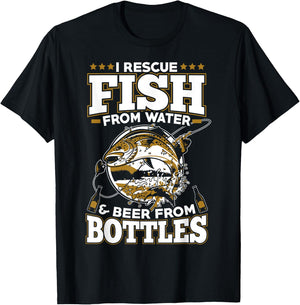 I Rescue Fish From Water and Beer From Bottles T-Shirt - T-Shirt | Black