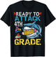 Ready To Attack 4th Grade Funny Shark 4th First Day School T-Shirt - T-Shirt | Black
