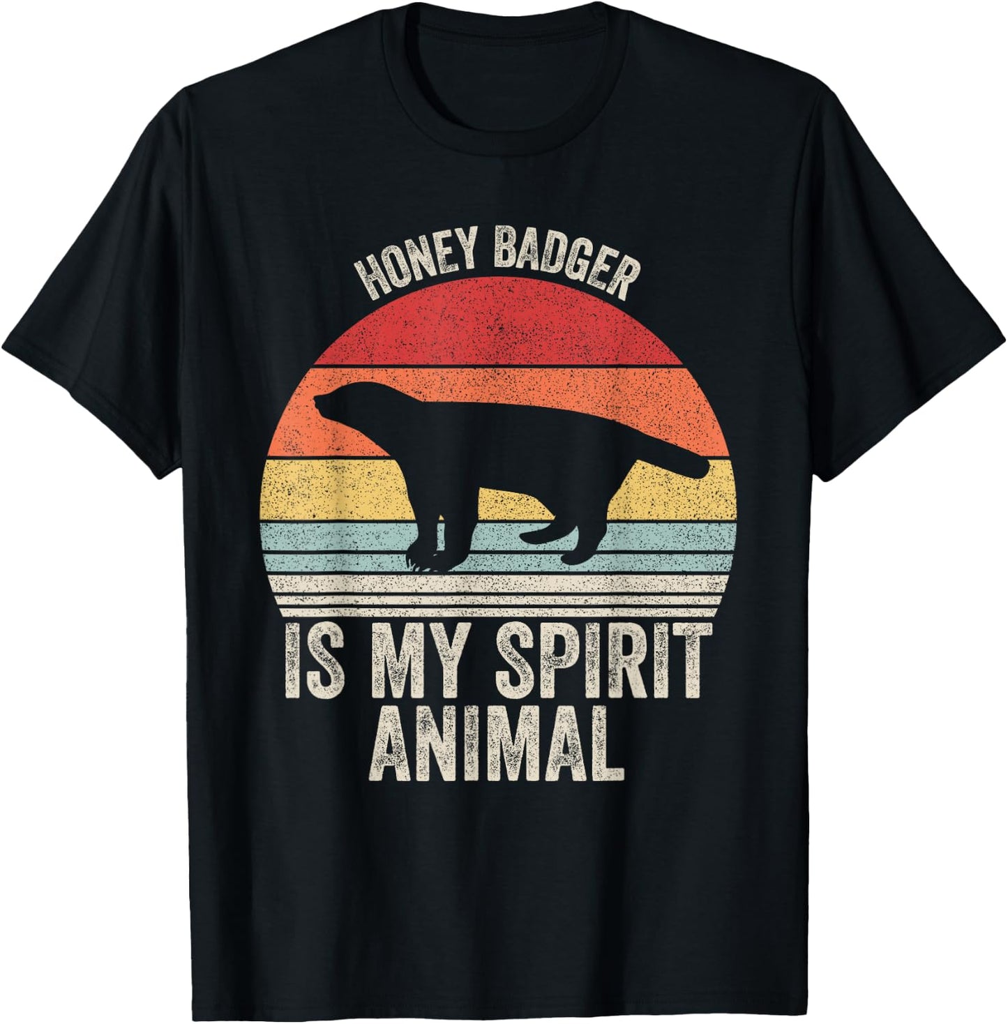 Vintage Retro Honey Badger Is My Spirit Animal T-Shirt - T-Shirt | Black