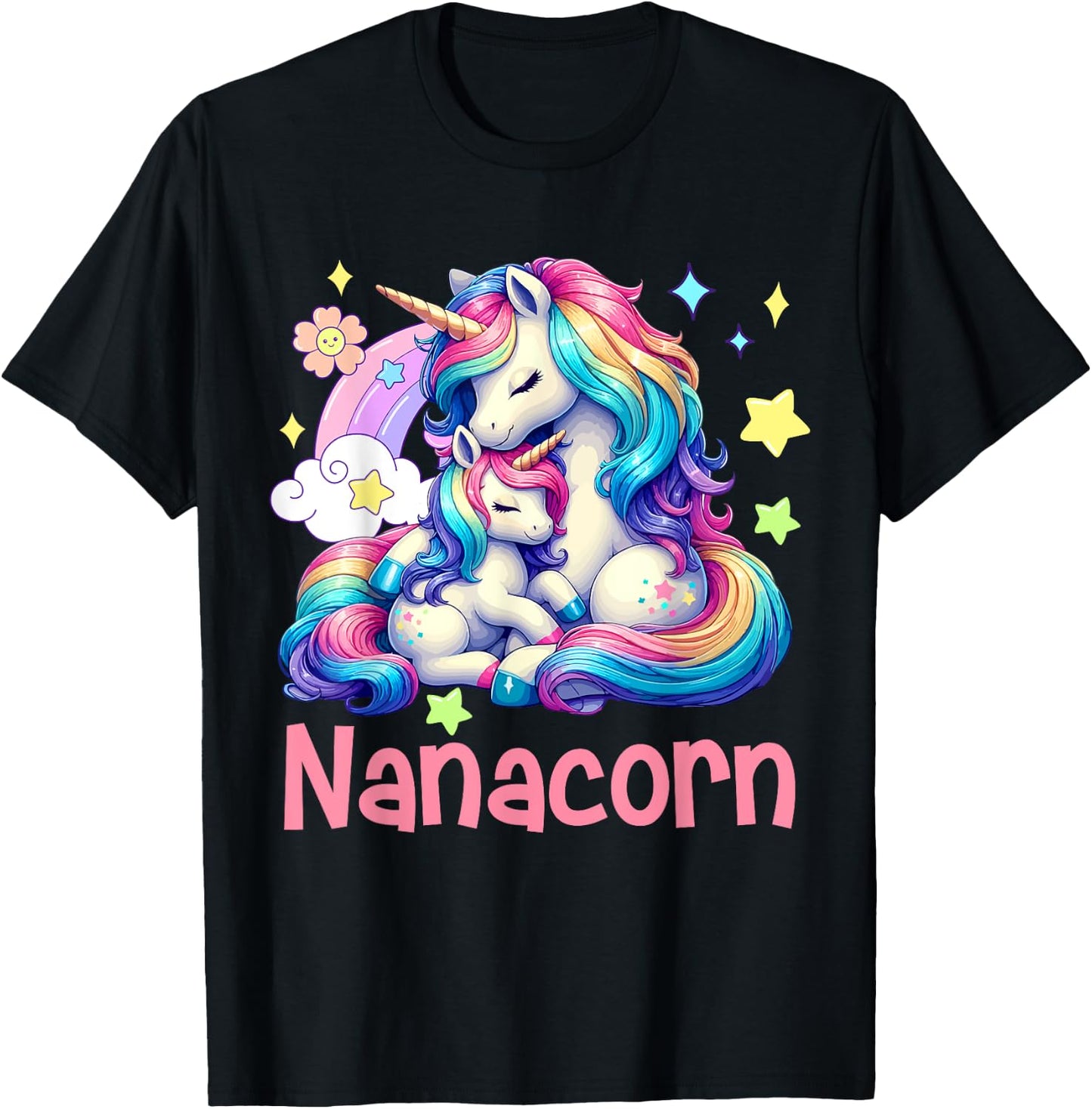 Nanacorn Mother's Day Nana Costume Unicorns Lover Family T-Shirt - T-Shirt | Black