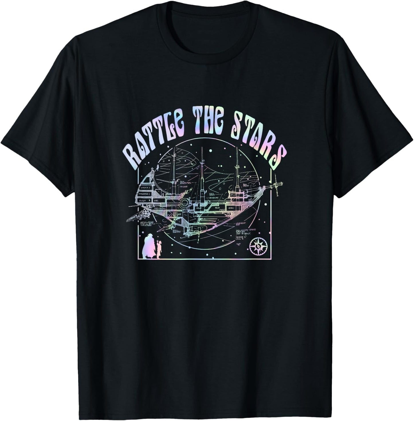 Disney Treasure Planet Vintage Rattle The Stars Rainbow Neon T-Shirt - T-Shirt | Black
