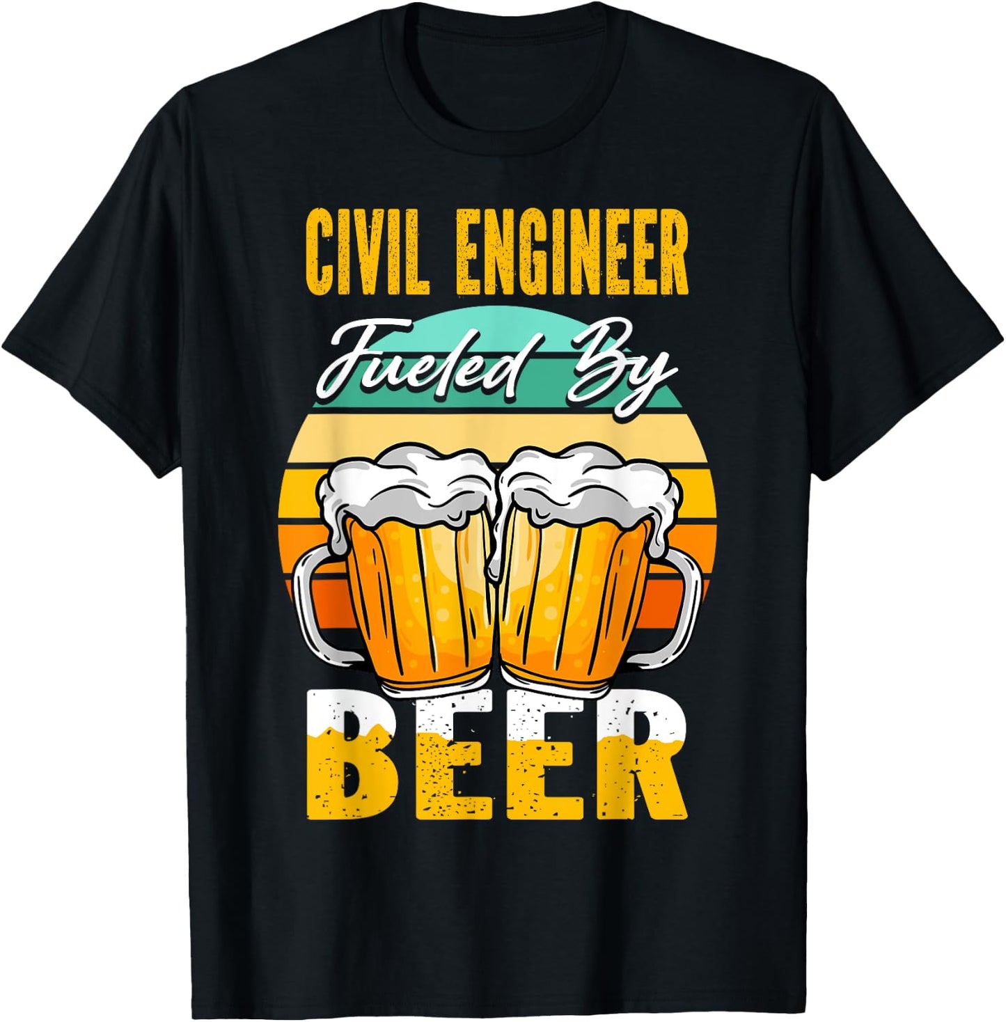 Civil Engineer Fueled By Beer - Funny Beer Lover T-Shirt - T-Shirt | Black