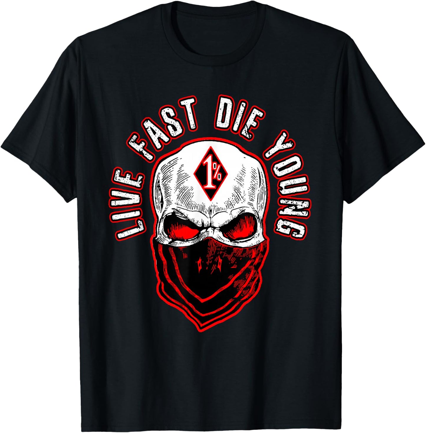 Live fast die young motorcycle biker mc 1% bc motorcyclists T-Shirt - T-Shirt | Black