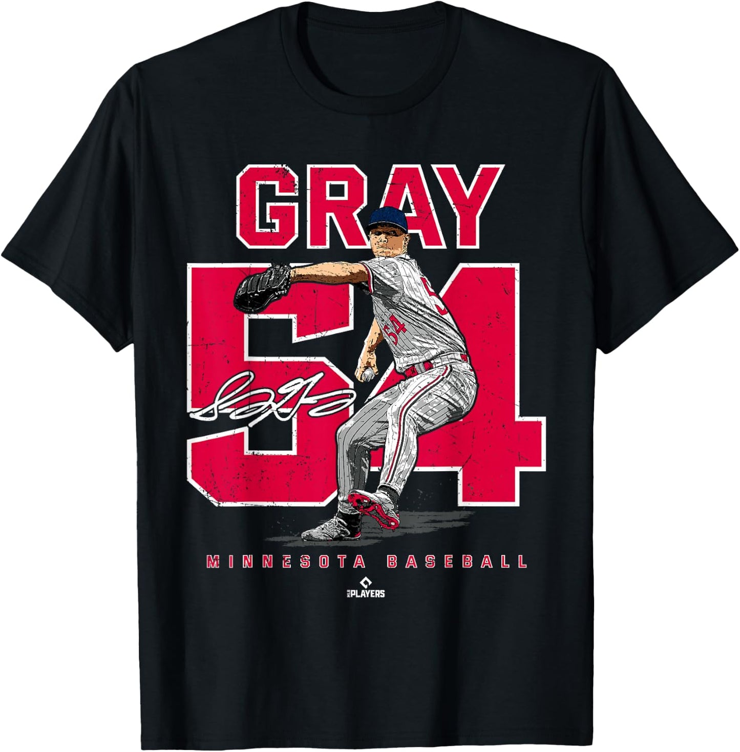 Number and Portrait Sonny Gray Minnesota MLBPA T-Shirt - T-Shirt | Black