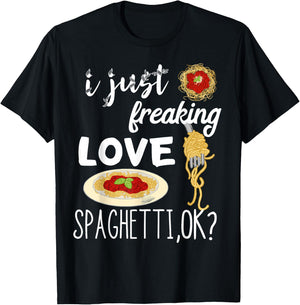Italian Spaghetti Italian Pasta Noodle Love Chef T-Shirt - T-Shirt | Black