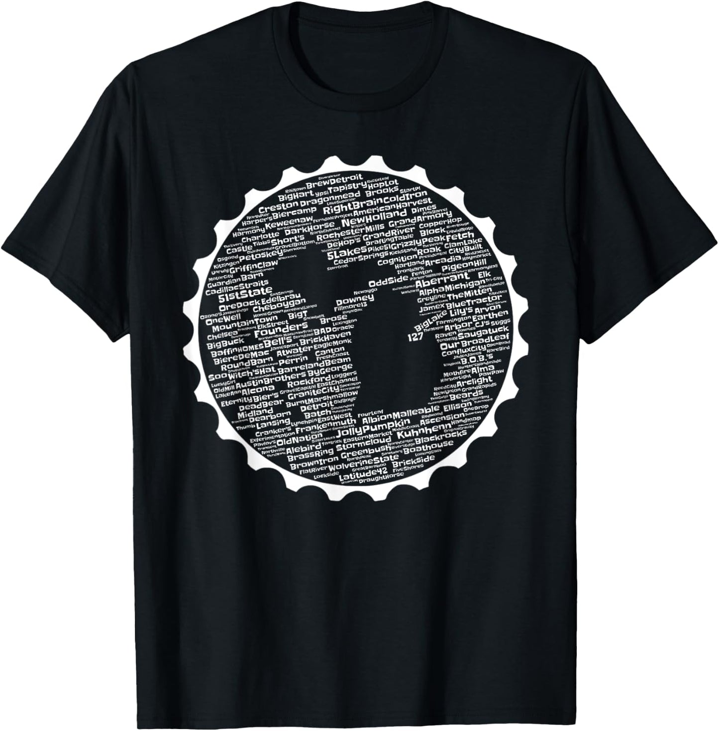Cracked Toad Design Co. Michigan Breweries - -Adults, Black, Small T-Shirt - T-Shirt | Black
