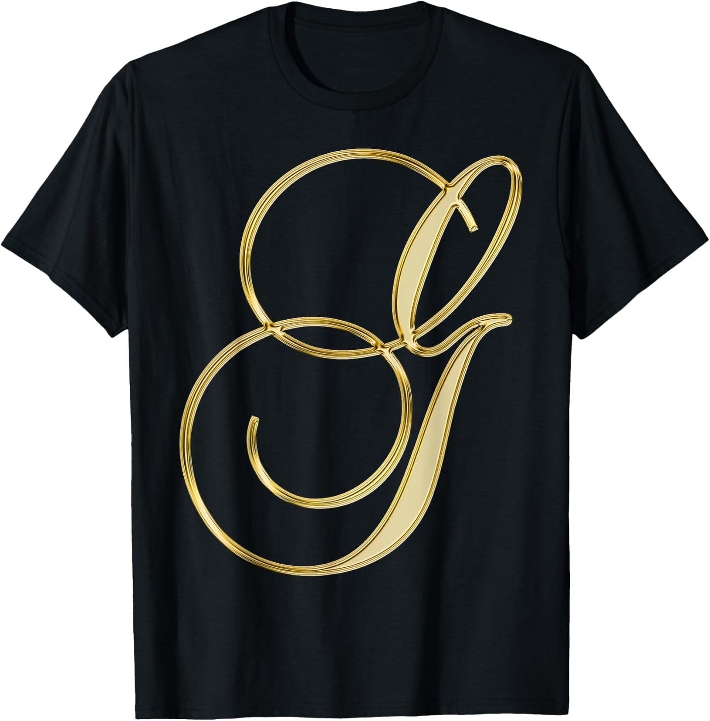 Monogram Initial Letter G T-Shirt - T-Shirt | Black