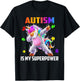 Autism Is My Superpower Dabbing Unicorn Gift Kids Boys Girls T-Shirt - T-Shirt | Black