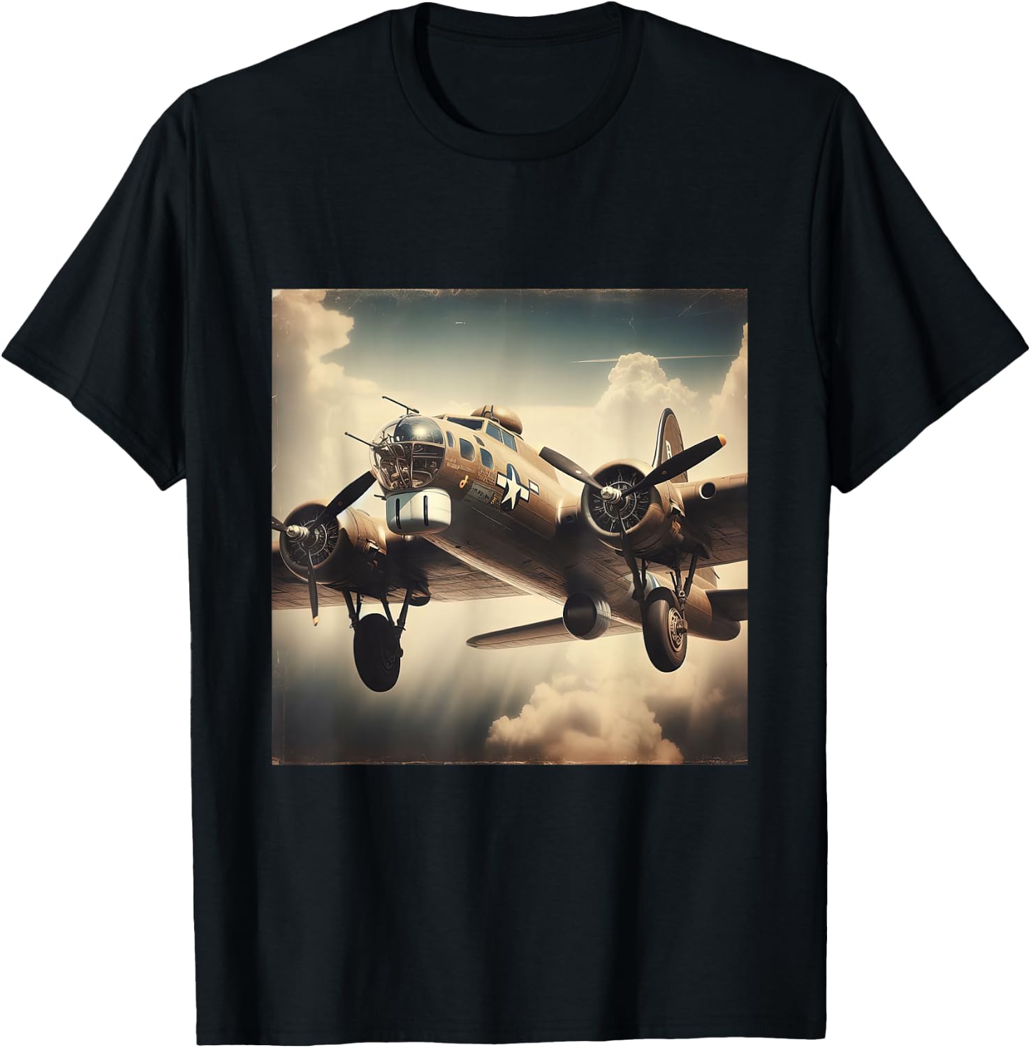 B 17 Flying Fortress USA WW2 Warplane T-Shirt - T-Shirt | Black