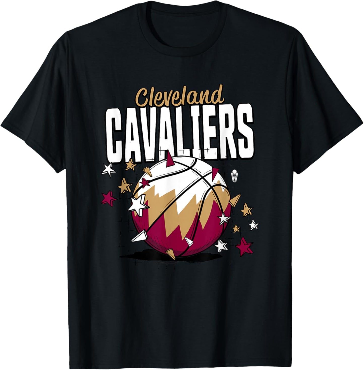 NBA Cleveland Cavaliers Basketball Doodle Stars T-Shirt - T-Shirt | Black