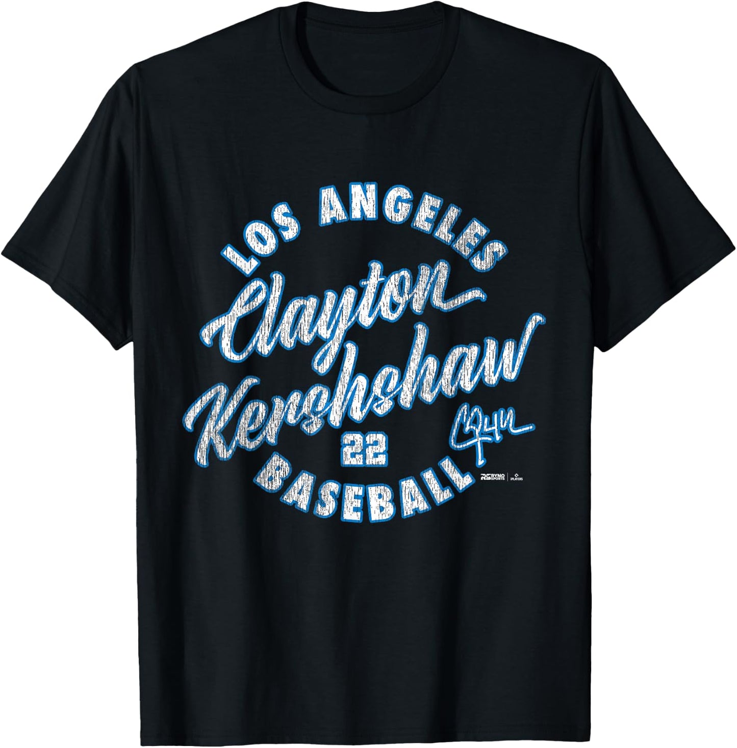 Clayton Kershaw Los Angeles Baseball Vintage Cursive MLBPA T-Shirt - T-Shirt | Black
