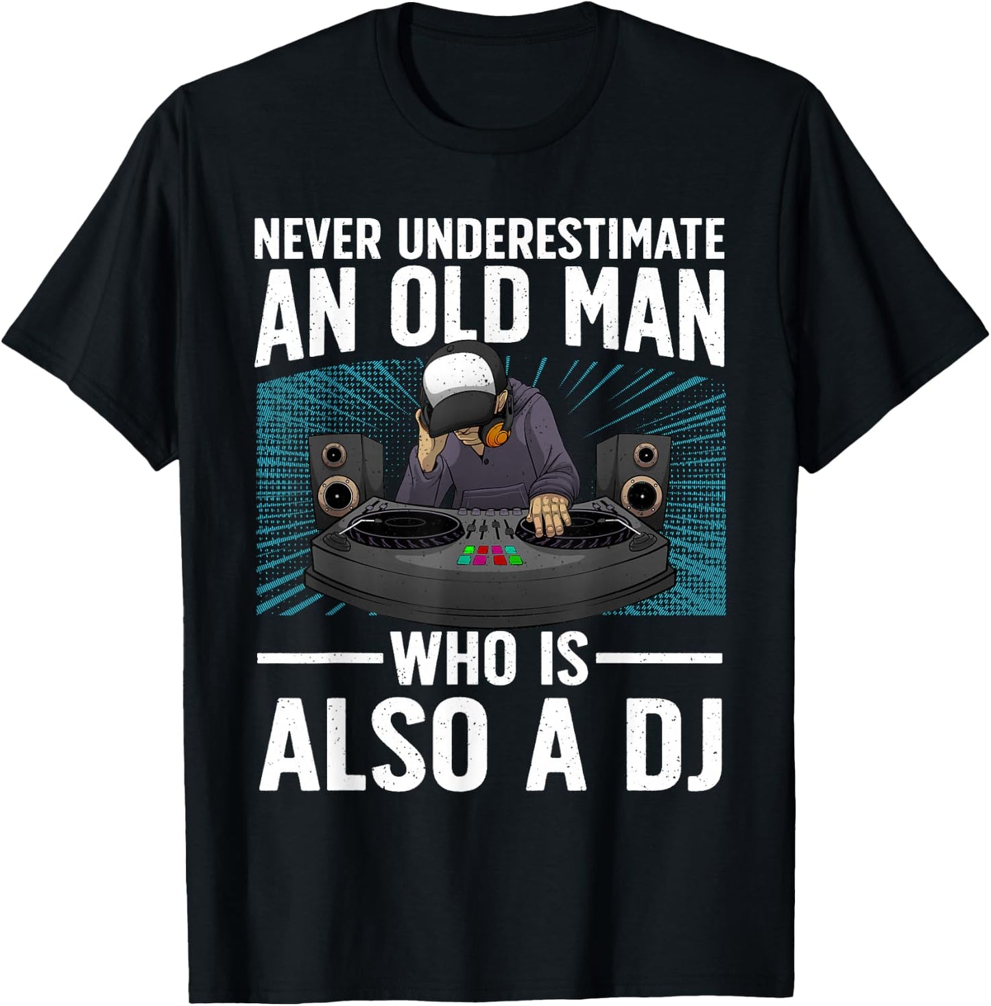 Cool DJ Art for Grandpa Dad DJ Turntable Music Disc Jockey T-Shirt - T-Shirt | Black