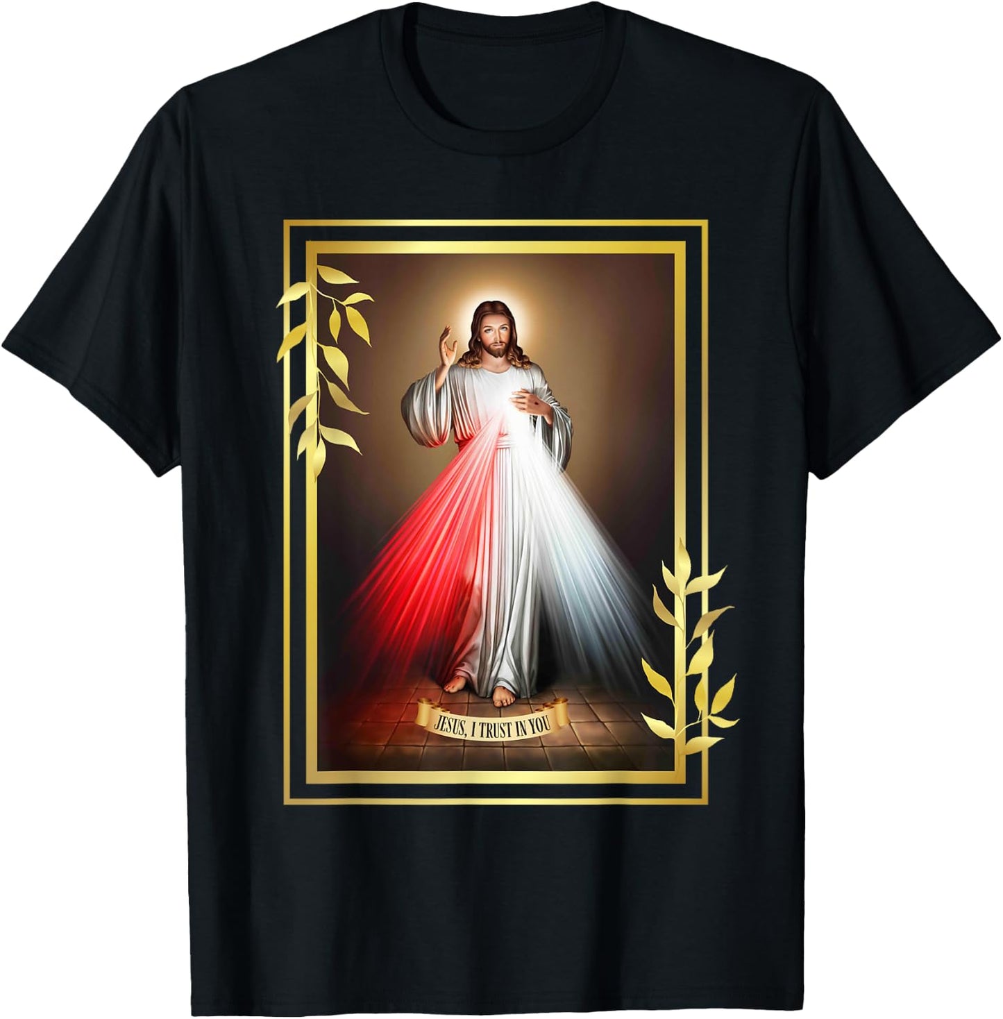 Divine Mercy Jesus Christ "Jesus, I Trust In You" Catholic T-Shirt - T-Shirt | Black