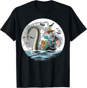 Halloween bigfoot alien loch Ness UFO Halloween party spooky T-Shirt - T-Shirt | Black