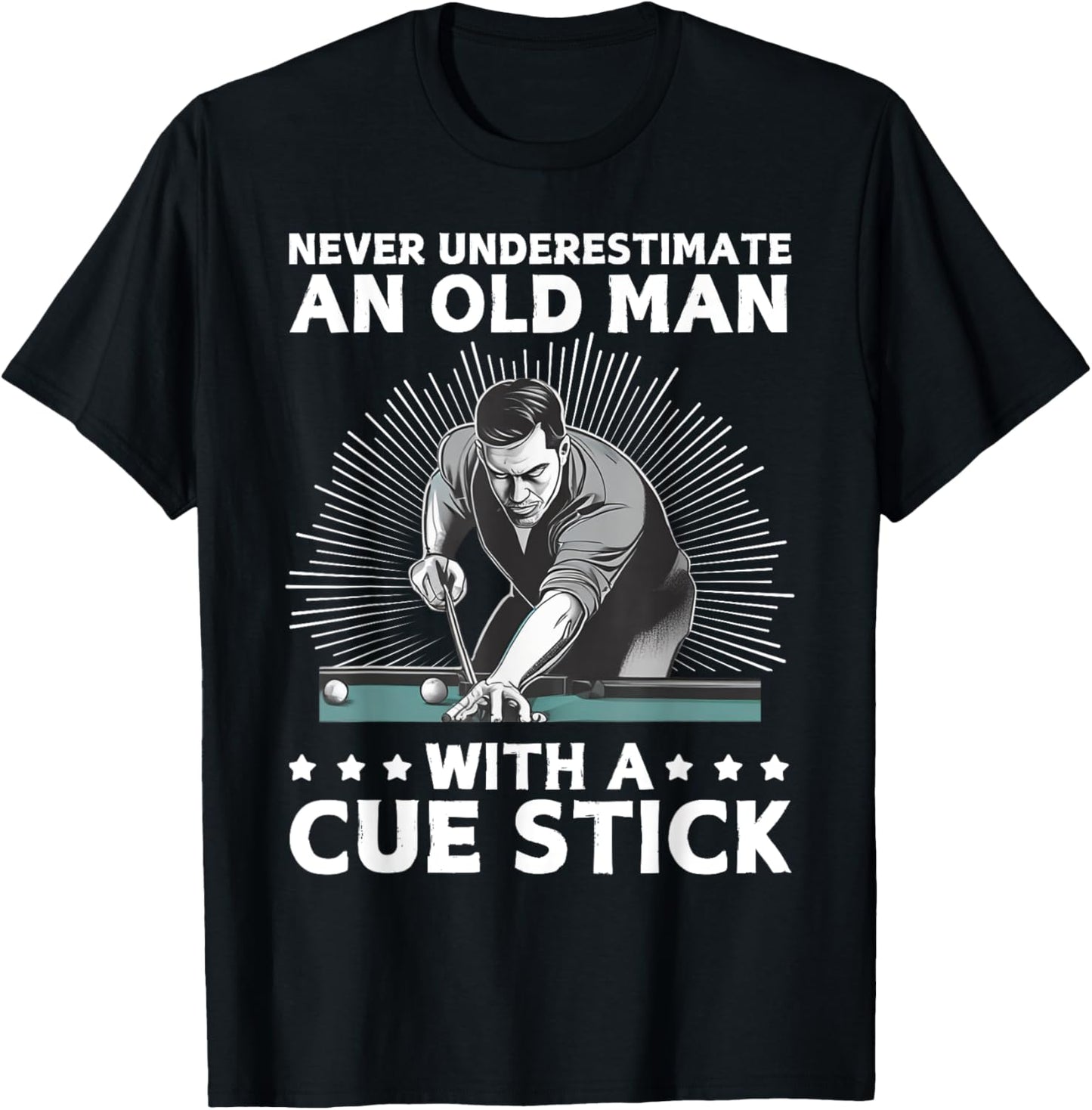 Best Pool Art Grandpa Billiard Player Pool Lover T-Shirt - T-Shirt | Black