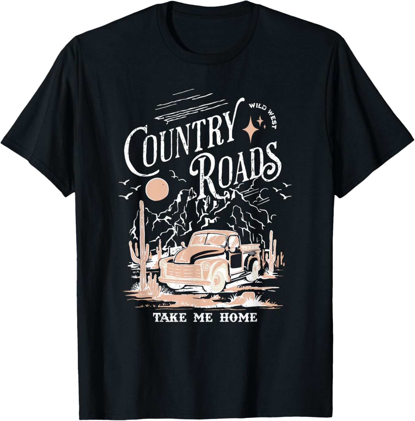 Vintage Retro Music Fans Country Roads Take Me Home T-Shirt - T-Shirt | Black