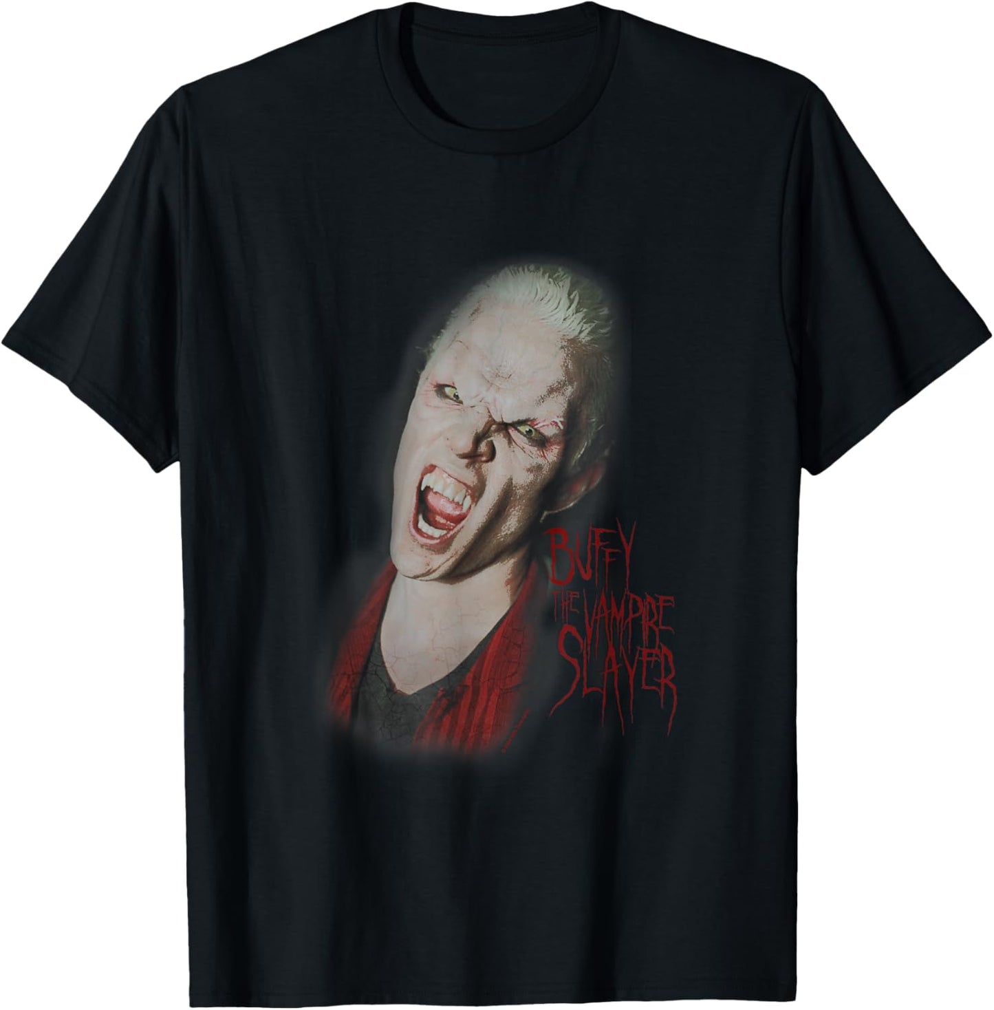 Buffy The Vampire Slayer Spike Vampire Face Closeup Vintage T-Shirt - T-Shirt | Black