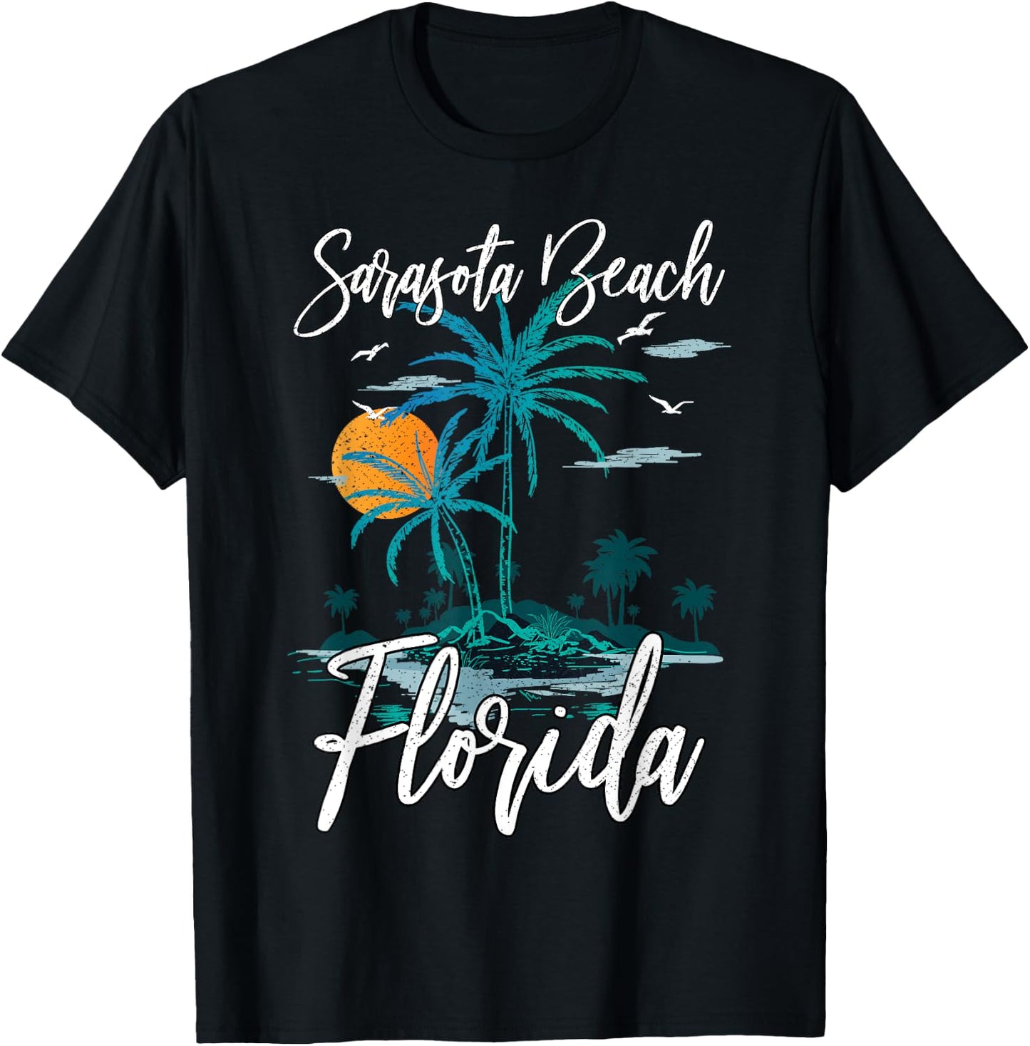 Family Vacation Retro Sunset Florida Sarasota Beach Women Kids T-Shirt - T-Shirt | Black