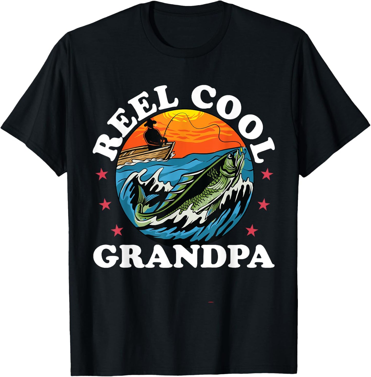 Reel Cool Grandpa Fishing Funny Fishing Fisherman Lover T-Shirt - T-Shirt | Black
