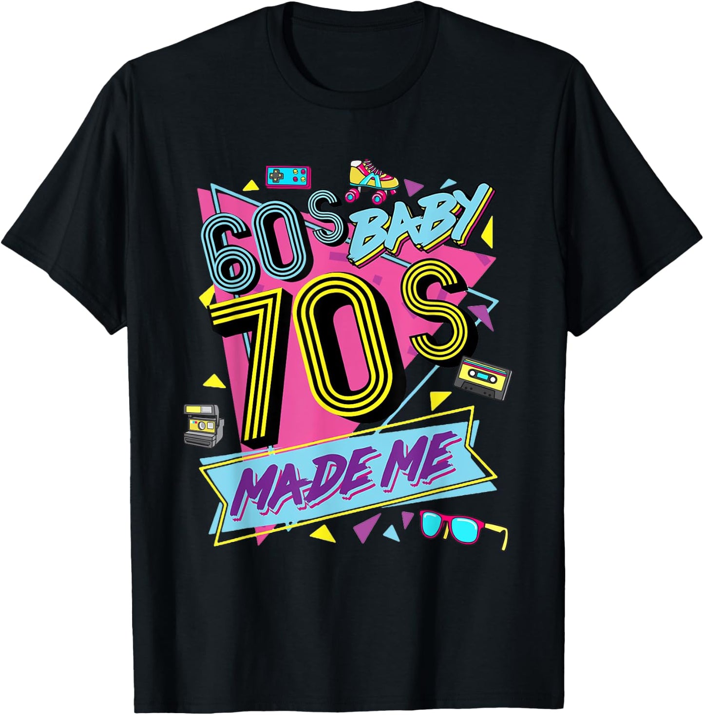 Retro Vintage 60's Baby 70's Made Me Nostalgia Classic T-Shirt - T-Shirt | Black