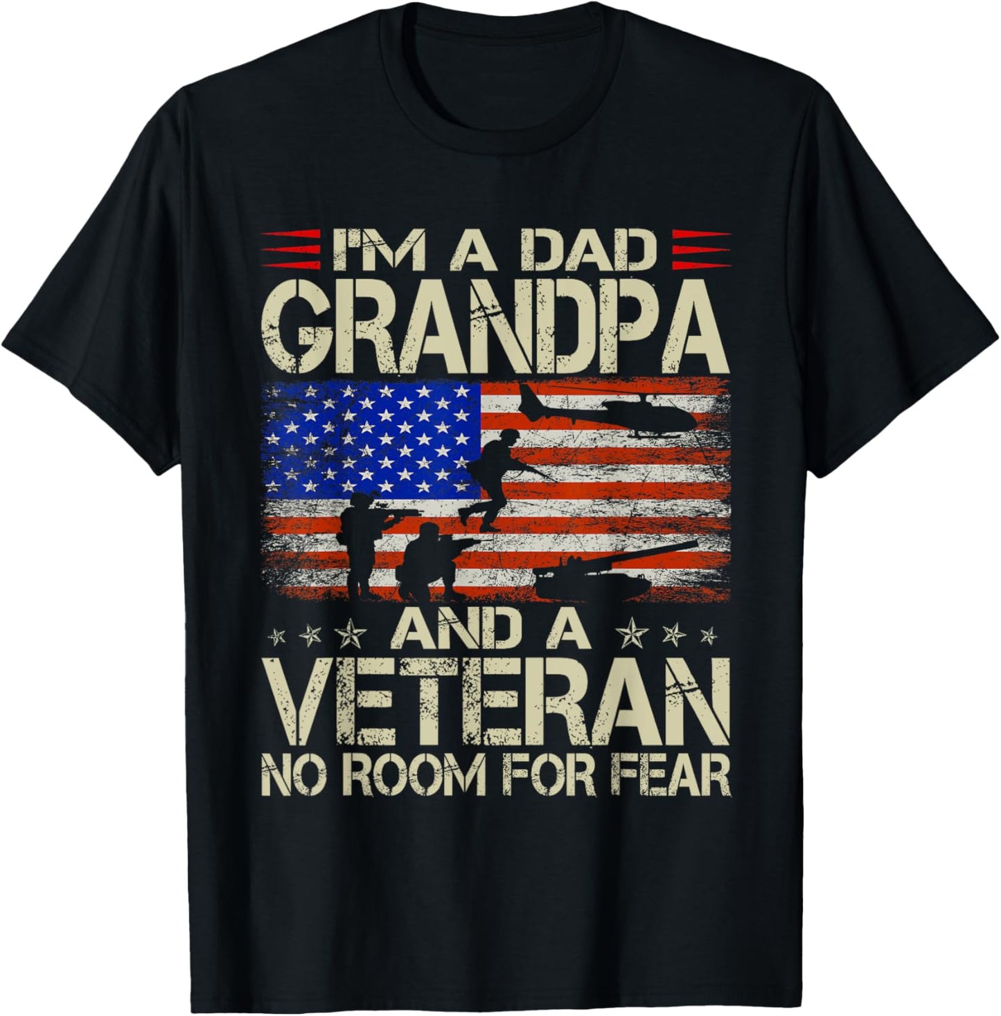 I'm A Dad Grandpa And Veteran Funny Retro Papa Grandpa Gifts T-Shirt - T-Shirt | Black