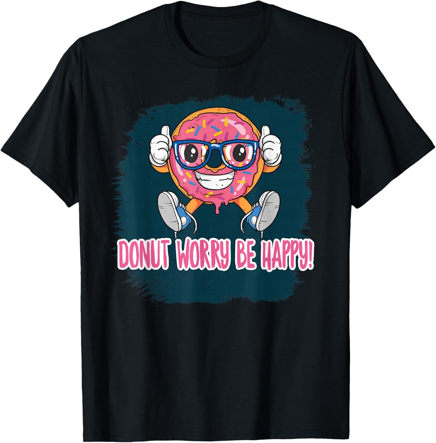 Donut Worry Baker Baking Be Happy Donuts Cook Chef Pun Kids T-Shirt - T-Shirt | Black