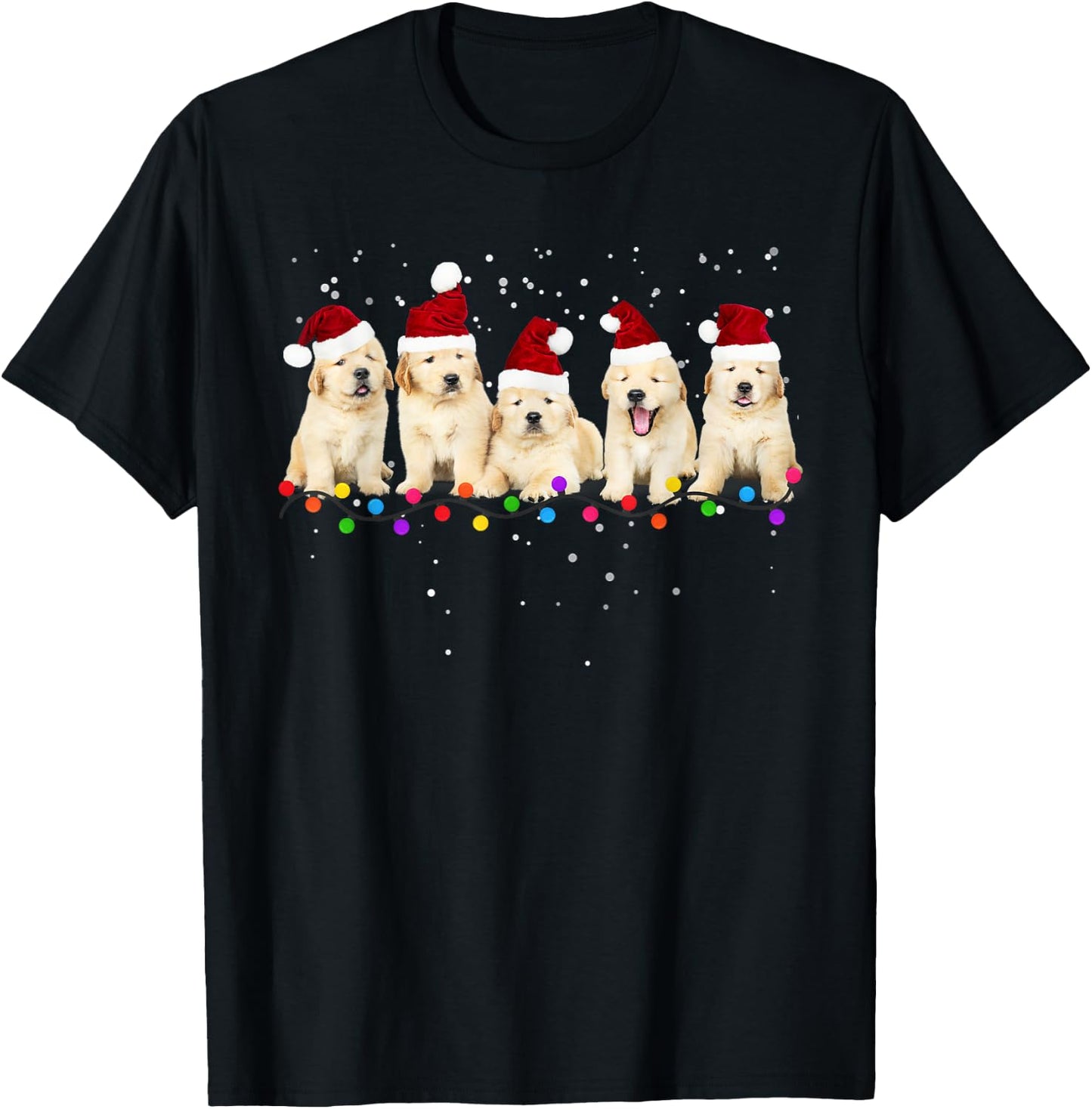 Funny Golden Retriever Christmas Sweater Shirt Puppy Dog T-Shirt - T-Shirt | Black