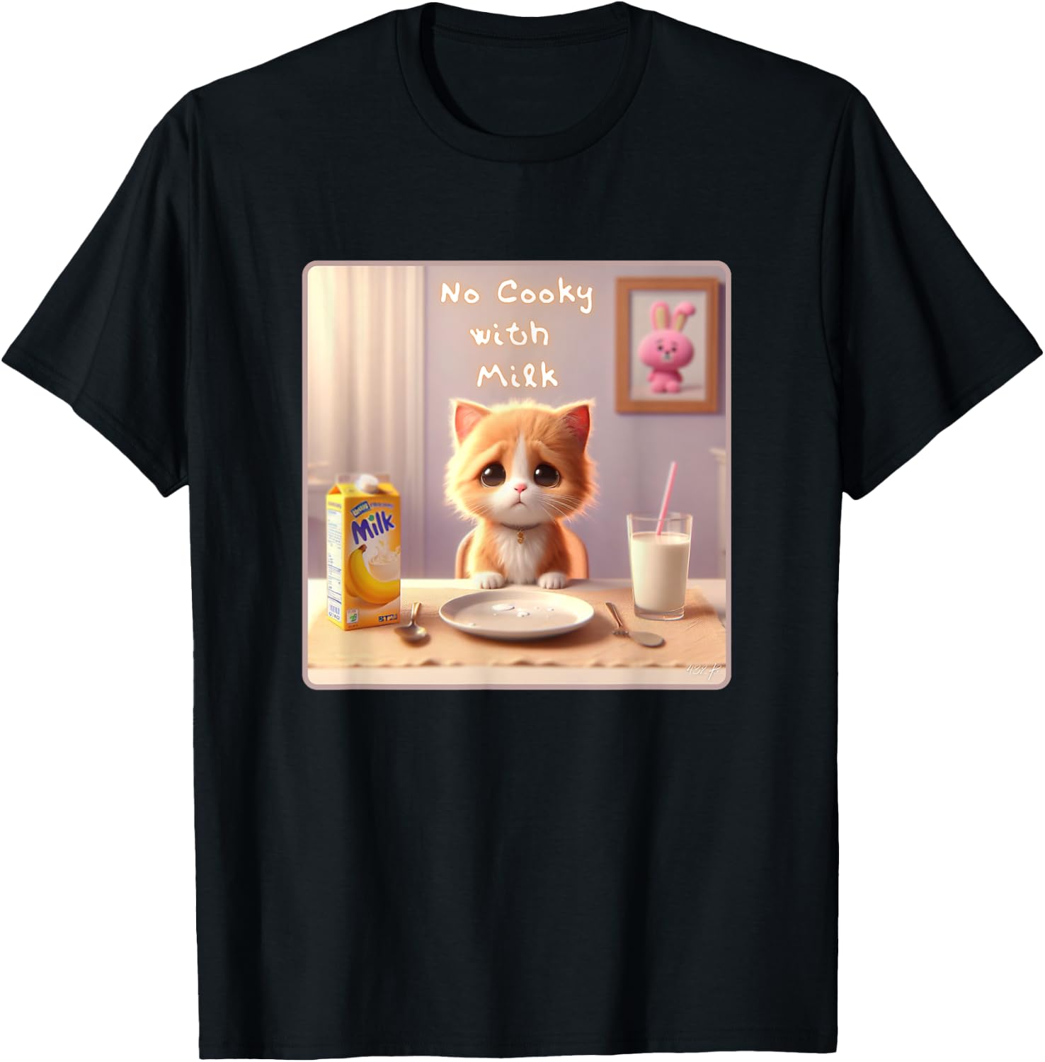 Great Kpop Gift No Cooky with Milk Kitten Banana Milk T-Shirt - T-Shirt | Black