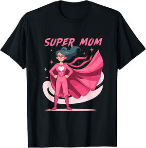 Retro Super Mom Comic Book Powerful Superhero Mother's Day T-Shirt - T-Shirt | Black