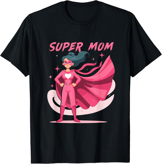 Retro Super Mom Comic Book Powerful Superhero Mother's Day T-Shirt - T-Shirt | Black