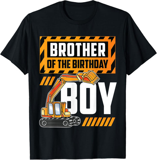 vehicle construction excavator Brother of the Birthday Boy T-Shirt - T-Shirt | Black