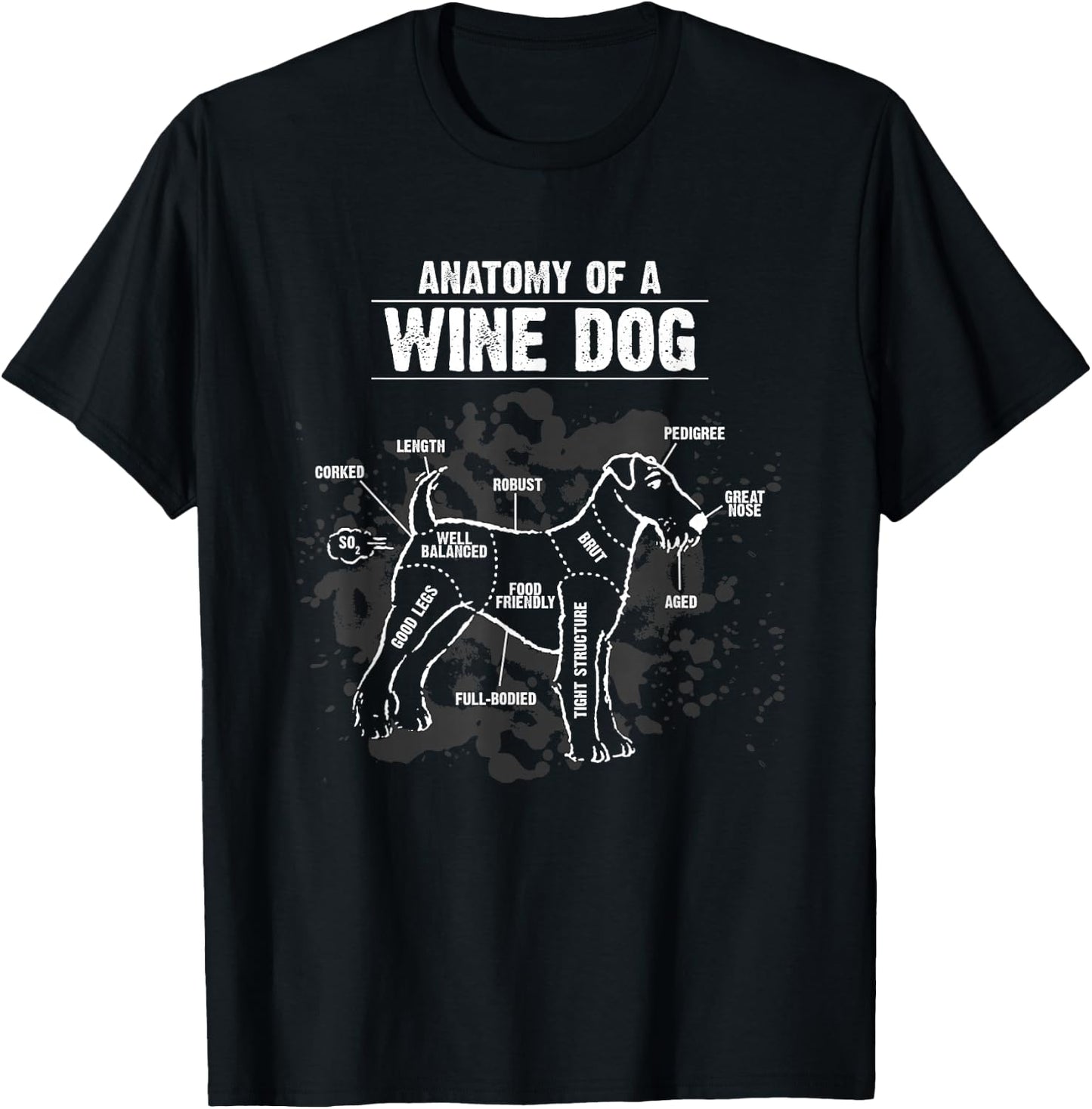 Anatomy of A Wine Dog Breed Puppy Pet Lover Pun Gift T-Shirt - T-Shirt | Black
