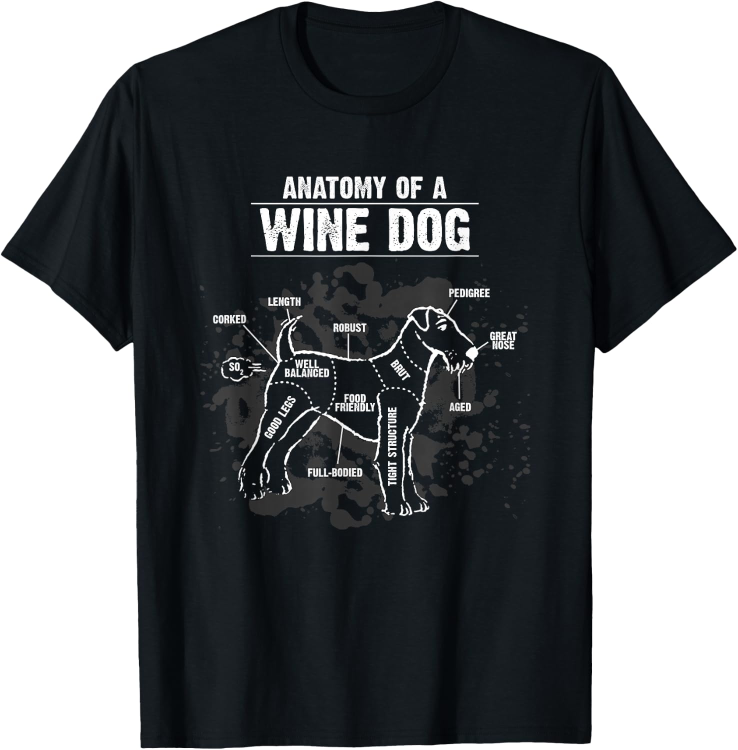 Anatomy of A Wine Dog Breed Puppy Pet Lover Pun Gift T-Shirt - T-Shirt | Black