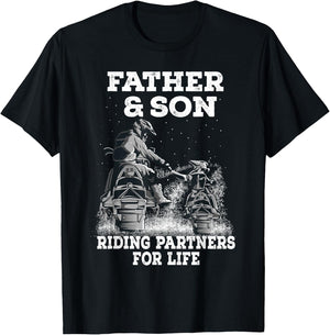 Snowmobile Father and Son Riding Partners For Life Snowcross T-Shirt - T-Shirt | Black