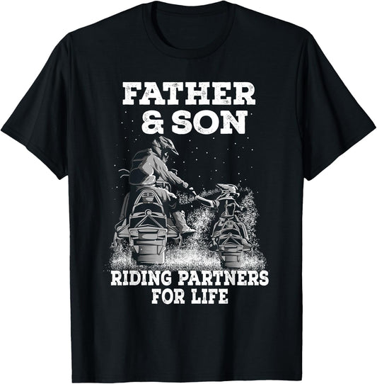 Snowmobile Father and Son Riding Partners For Life Snowcross T-Shirt - T-Shirt | Black