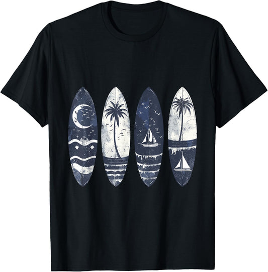 Surfing Surfboard Vintage Classic Retro Surfboarder Surfer T-Shirt - T-Shirt | Black