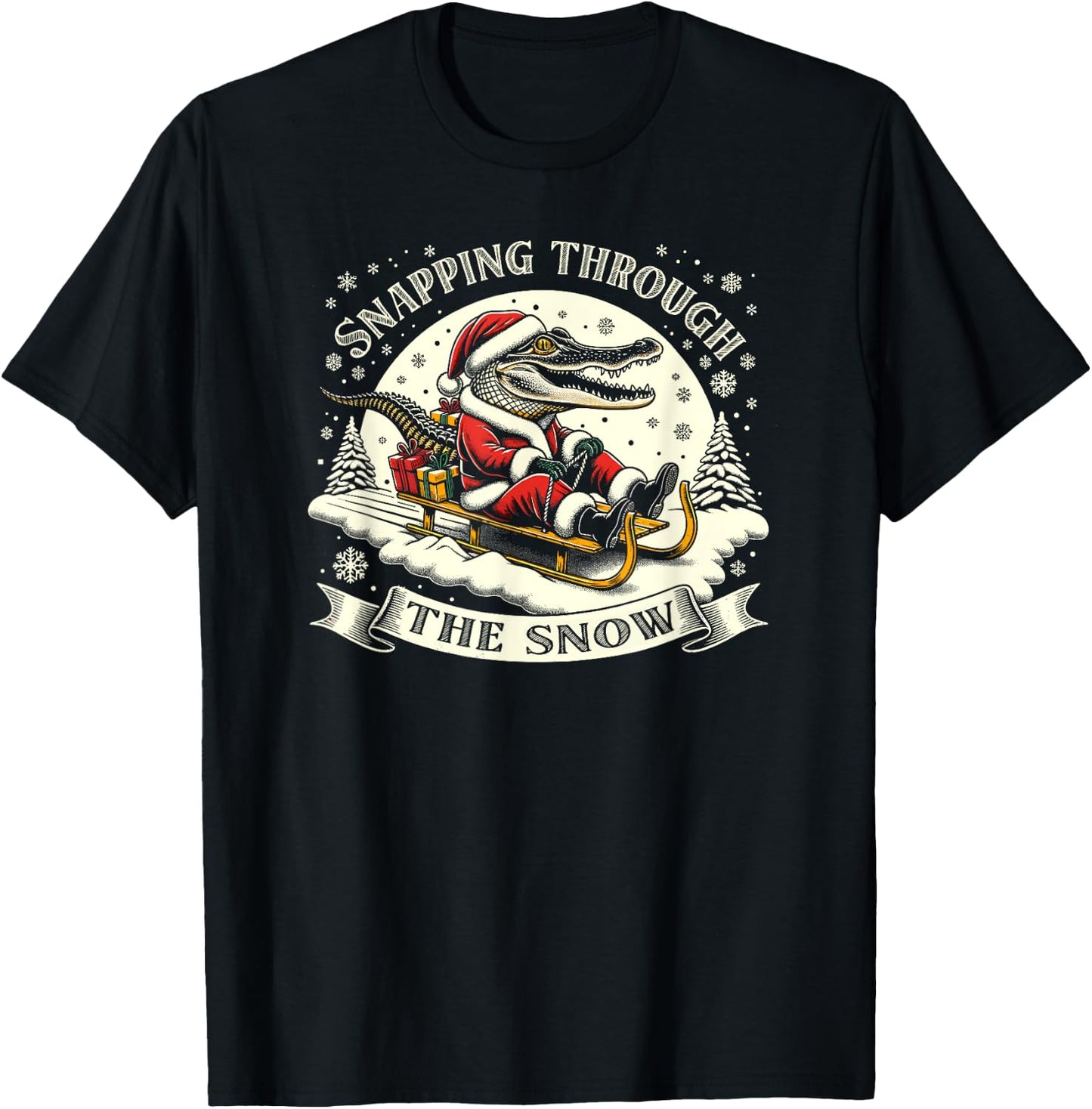 Alligator Santa, Gator Hunting Christmas T-Shirt - T-Shirt | Black