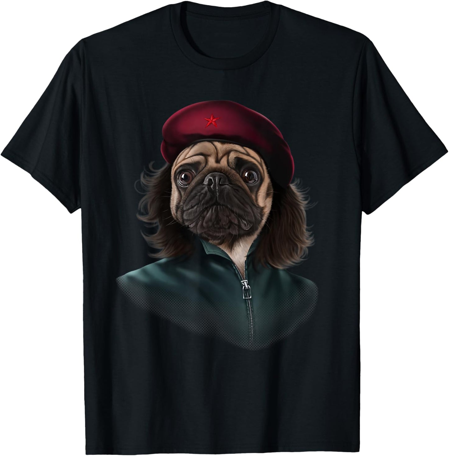 Pug Dog Impersonated Che Guevara Men Women Kids T-Shirt - T-Shirt | Black